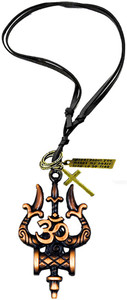 AFH Lord Shiva Om Trishul Damaru Leather Cord Chain Copper Pendnet for Men,Women Rhodium Metal Pendant