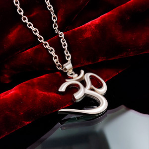 Gift Nest CHP14 Om Pendant with Silver Chain for Men & Boys Rhodium Stainless Steel Pendant
