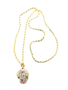 Impon South Indian Lord Murugan Subrahmanya Tamil Om Gold-plated Diamond Brass Pendant
