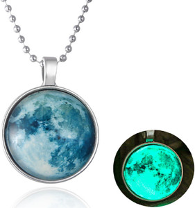 Syfer Glow in the Dark Moon Pendant for Men and Women Radium Moon Pendant/Locket Platinum Alloy Pendant