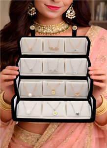Ruhi Collection Women’s Rose Gold & Silver Pendant Necklace | Combo Set of 12 with Jewellery Box Titanium Agate, Cubic Zirconia, Pearl Stainless Steel Pendant