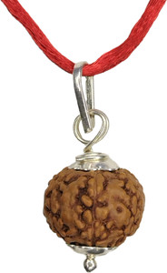 jupiter speaks 7 Mukhi Rudraksha 17mm Pendant Indonesian Natural Bead Lab Certified Unisex Silver Wood Pendant