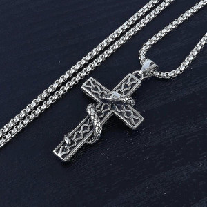 Murliwala Cross Pendants Necklace Crucifix Cross Stainless Steel Pendant with Chain Silver Stainless Steel Pendant Set