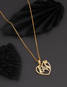 BOGHRA SALES Alphabet A Letter Gold-plated Diamond Alloy Pendant Chain For Girls,Women Gold-plated Cubic Zirconia Brass Pendant