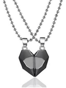 ATRAER 2 Pcs Heart Couples Magnetic Necklace for Couples/ Besties/ Friends Titanium Stainless Steel Locket Set