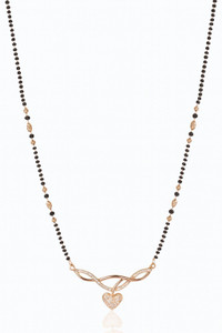 Nilu's Collection AD Rose Gold Plated Pendant/ Mangalsutra for Women (With Chain) Gold-plated Copper Pendant Set
