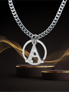 D2Fashion Stylish A Letter Pendant With Stainless Steel Silver Chain Silver Metal Pendant