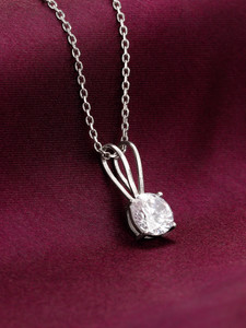 GIVA 925 Silver Anushka Silver Zircon Pendant |Lifetime Plating|6 Month Warranty Rhodium Zircon Silver Pendant