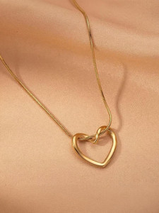 Mystinium Anti Tarnish Heart Pendant For Women and Girls, Best Gift For Girl Gold-plated Plated Alloy, Stainless Steel Chain Set