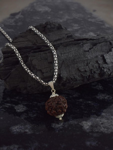Admier 5 Mukhi Rudraksha Pendant Lab Certified Nepali Rudraksha Pendant Rhodium Brass Pendant
