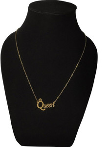 Stylewell (Golden Color) Fancy & Stylish Trending Valentine's Day Special Metal Stainless Steel Queen Name Letter Locket Pendant Necklace With Chain For Women's And Girl's Gift Jewellery Set Gold-plated Stainless Steel
