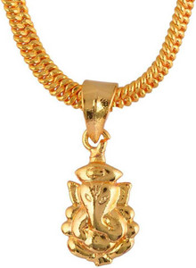 ROOTWAVE gold plated stainless steel ganesh locket pendant with chain Silver Stainless Steel Pendant
