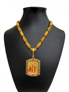 Jemeefly New Maa pandal Locket with Holo Chain for mens and boys. Gold-plated Alloy Pendant