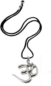 Vivity Mahadev Shivji Om Locket In Black Dori Silver Alloy Pendant