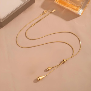 Karishma Kreations Anti-Tarnish Gold Plated Metal Water Drop Stainless Steel Pendant Necklace Gold-plated Stainless Steel Pendant