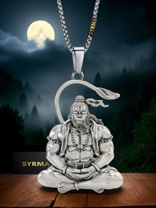 syrma Hanuman Pendant/Locket for Men and Women, Mahadev Bajrangbali Bhagat Locket Silver Stainless Steel Locket