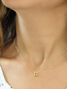deeu "DEEu Gold-Plated Initial 'D' Necklace for Women Gold-plated Stainless Steel Pendant