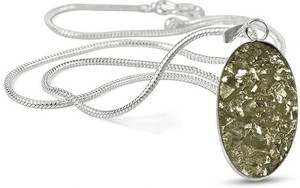 VIBESLE Natural Rough Stone Pyrite Oval Shap Pendant, Crystal Stone Locket Crystal Stone