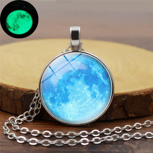 Syfer Radium Moon Pendant for girl and Women Glow in the Dark Moon Locket Silver Stainless Steel Pendant