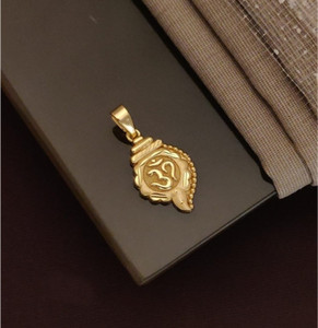Lady Zeal Gold Plated Om Pendant for Men & Women | Hindu Religious Shankh Design Locket Gold-plated Brass Locket