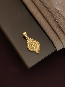 Lady Zeal Gold Plated Om Pendant for Men & Women | Hindu Religious Shankh Design Locket Gold-plated Brass Locket