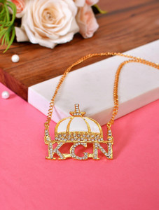 KhwajaDarbar KGN Crown Gold Plated Pendant Necklace | Unisex Fashion Jewelry Gift Locket Metal Pendant Set
