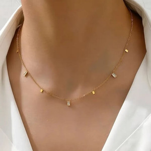 MARMORIS ECOM Gold Plated Anti Tarnish Square Geometric Necklace For Women Gold-plated Plated Stainless Steel Necklace