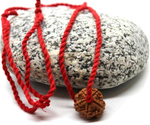 hukbg 5 Mukhi 100% Original Nepali Rudraksha with Red Thread Wood Pendant