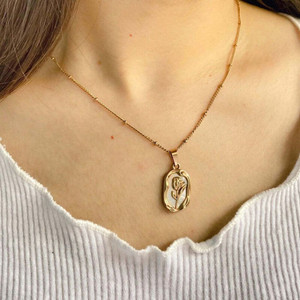 SHREE ELEGANCE Antique Rose Pendant Necklace Gold-plated Stainless Steel Pendant