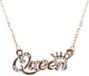 Om Jewells Ravishing Gold Platted Queen Pendant Necklace with Chain Gold-plated Crystal Alloy Pendant
