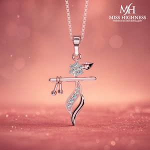 मिस हाइनेस 24K Rose Gold Plated 925 Sterling Silver Krishna Pendant With Chain For Women Palladium Cubic Zirconia स्टर्लिंग सिल्वर पेंडेंट