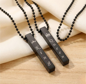 kazare Couple King Queen Lockets | Men Women Lcokets Rhodium Alloy