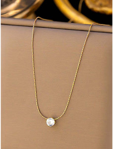 Alinora Alinora Anti-tarnish Pendant | Gold-plated Cubic Zirconia Stainless Steel Pendant