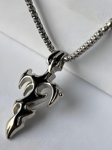 KURMASHOP Stainless Steel Flame Sword & Cross Pendant Necklace - Image 6