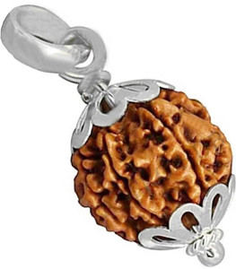 yashvriddhi 5 Mukhi Rudraksha Nepali Certified Silver Wood Pendant