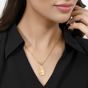 PYR JEWELS Radha Krishna Locket Chain Daily Use Jewelry for Men Women, Boys Girls Gold-plated Alloy Pendant Set