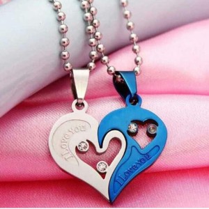 Impression heart shape stainless-steel pendent for love cople Platinum Crystal Sterling Silver Pendant