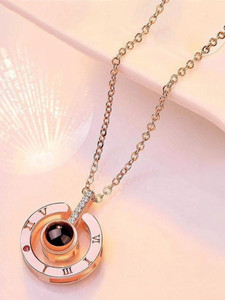 YELLOW CHIMES I Love You in 100 Different Languages Chain Necklace Copper Pearl Crystal Pendant