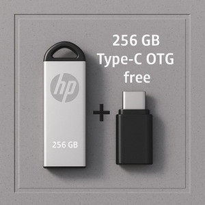 HP V220 WITH C OTG 256 GB Pen Drive Compatible with Audio Player, Desktop Computer, Laptop, Television, Mobile, Netbook USB 2.0, USB 3.0 Metal Case