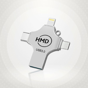 HMDO 128 GB 4 in 1 Pen Drive with Micro USB, USB A, Type-C for iOS & Android 128 GB Pen Drive Compatible with Desktop Computer, Gaming Console, Laptop, Mobile, Netbook, Tablet, Television USB 3.0 Metal Case