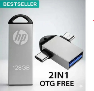 HP V220W 128 GB + 2IN 1 OTG FREE 128 GB Pen Drive Compatible with Desktop Computer, Audio Player, Laptop, Mobile, Tablet USB 2.0, USB 3.0 Metal Case