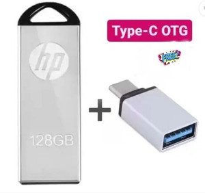 HP 128GB With Tyep C Connecter 128 GB Pen Drive Compatible with Audio Player, Desktop Computer, Laptop, Mobile, Tablet USB 2.0 Metal Case