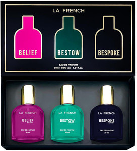 La French Perfume Gift Set for Men Belief | Bestow | Bespoke Long Lasting Scent 30ml X 3 Eau de Parfum  -  90 ml