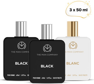 THE MAN COMPANY Iconic Perfumes, Black and Blanc EDT 3 x 50ml | Long-Lasting Fragrance Eau de Toilette  -  150 ml