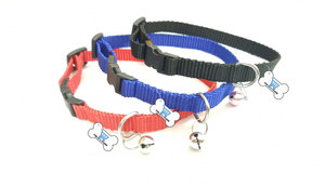 THE DDS STORE 3.Pcs Dog & Cat 10mm Cute Nylon Adjustable Collar with Bell for Small Medium Dog Plain Dog & Cat Collar Charm