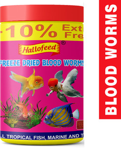 Hallofeed Freeze Dried Blood Worms - 22g(20g+2gExtra) 0.2 kg Dry Adult, Young Fish Food