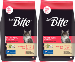 Let's bite (Buy 1 Get 1 Free) Active Ocean Fish 0.8 kg (2x0.4 kg) Dry Adult Cat Food