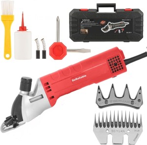 DeReliable 1200W Sheep hair cutting machine with 1 extra Blade, 6 Speed control Red, Orange Pet Hair Trimmer