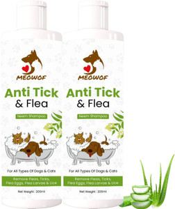 Meowof Anti-Tick and Flea Shampoo For Dogs & Cats 200ML Pack Of 2 ...
