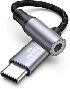 SIGNATIZE Grey, Black Type C to 3.5mm Audio Jack Adapter for Music & Calling Phone Converter Phone Converter